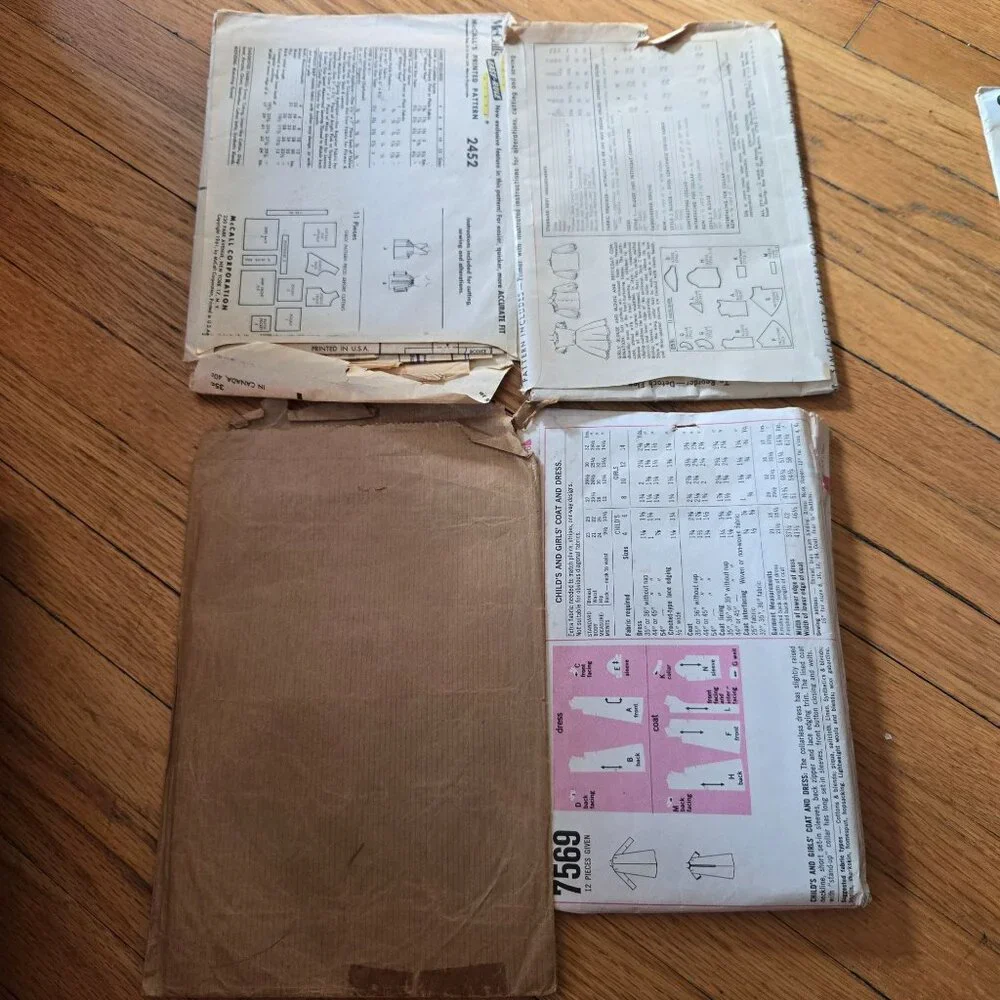 vintage kids sewing patterns mixed lot 40s - 80s blouse, apron, pants unverified